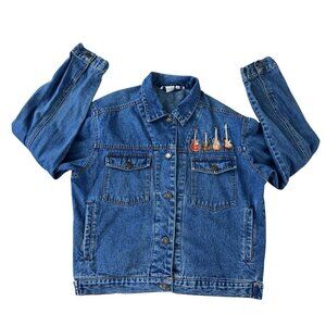 Casey Coleman Size  SM Denim jacket Guitar Embroidered Blue
